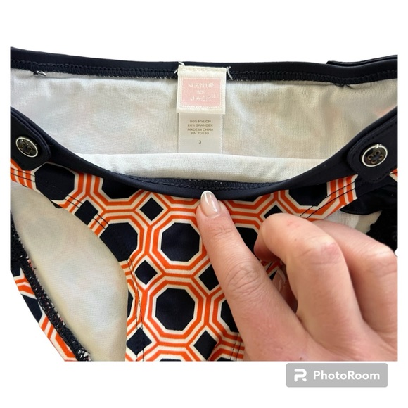 Janie and Jack 3T retro bikini navy blue and orange - Picture 3 of 5